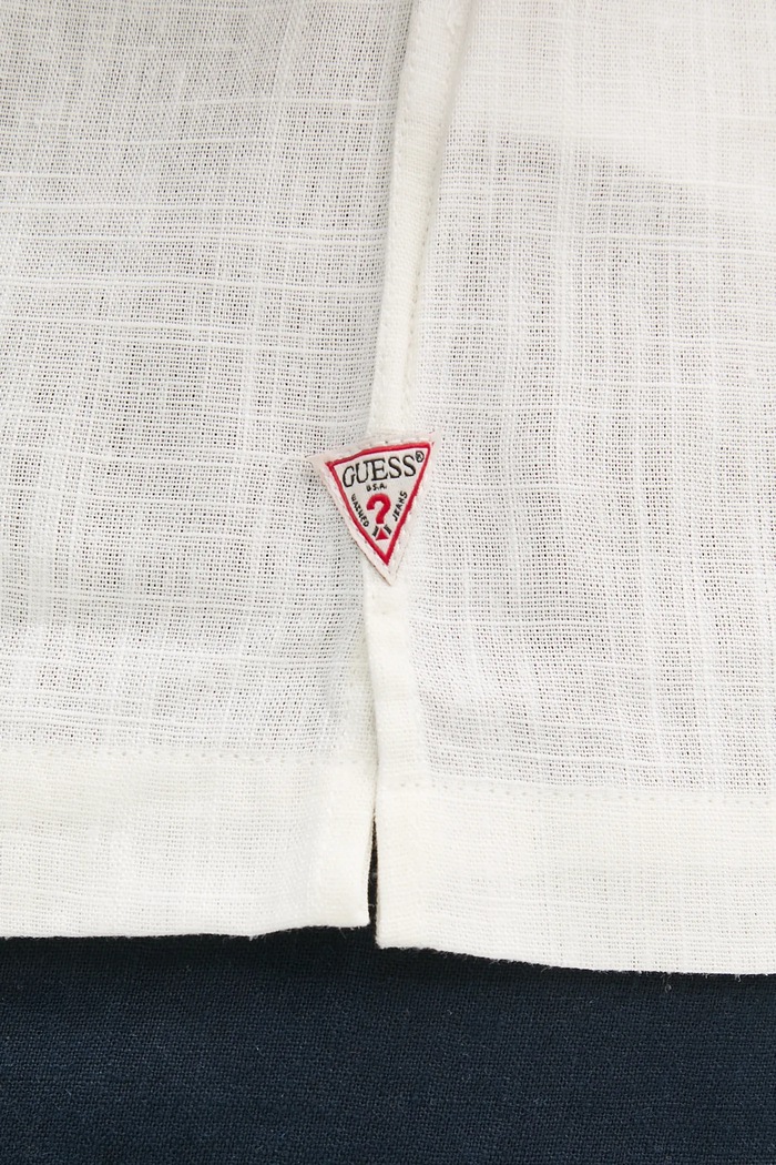Košile s příměsí lnu Guess MOSLEY M5GH79.WH350 béžová
