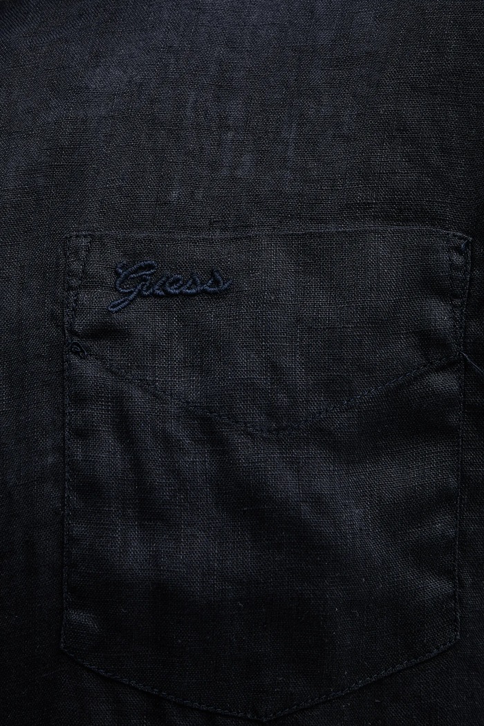 Lněná košile Guess NAPA M5GH73.WH3J0 námořnická modř