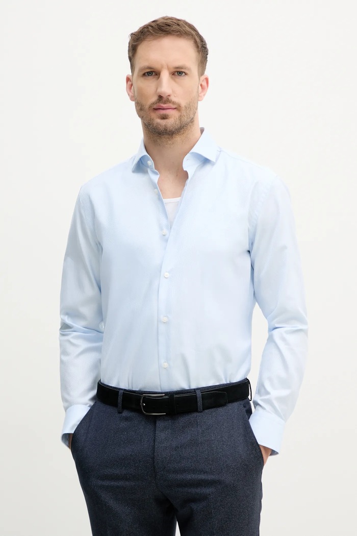 BOSS koszula bawełniana klasyczny niebieski 50539099