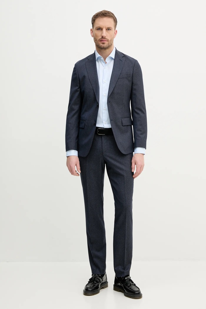 BOSS koszula bawełniana 50539099 niebieski SS25