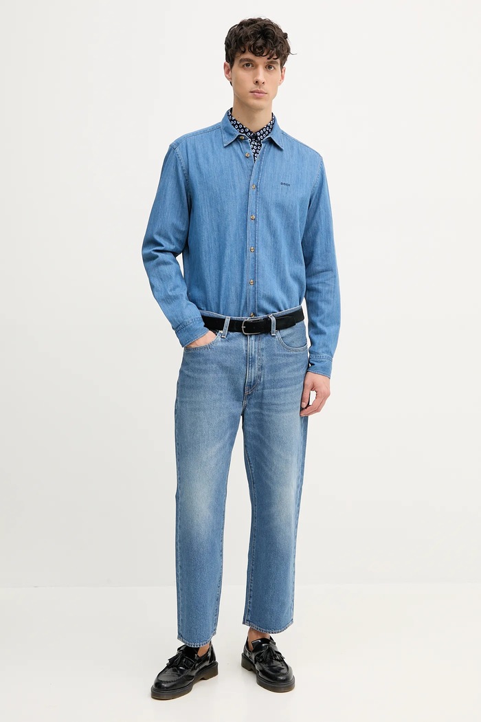 BOSS cămașă din denim 50520279 albastru SS25