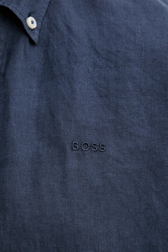BOSS koszula lniana 50520283 granatowy
