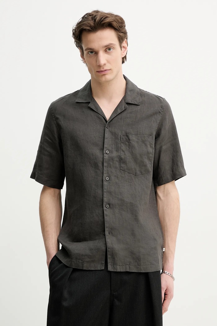 Samsoe Samsoe linen shirt OSCAR linen gray M23100038