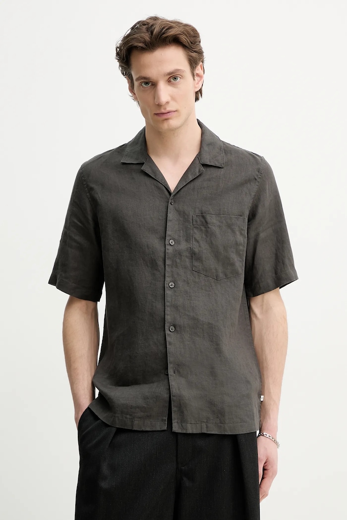 Samsoe Samsoe linen shirt OSCAR linen gray M23100038
