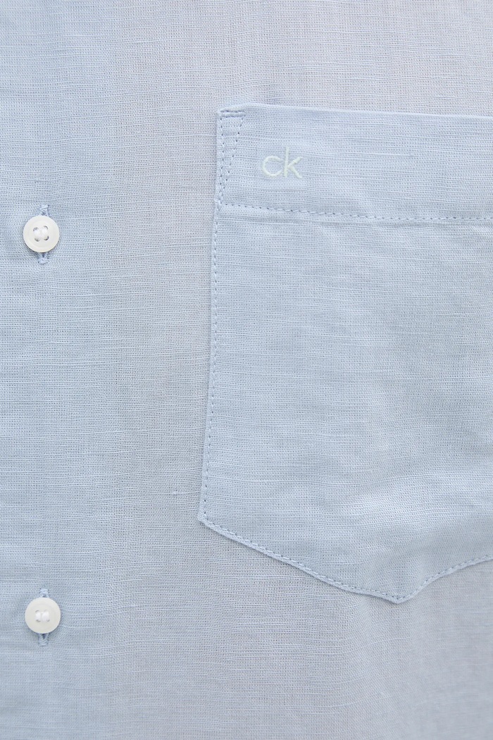 Calvin Klein cămașă de in K10K114488 albastru