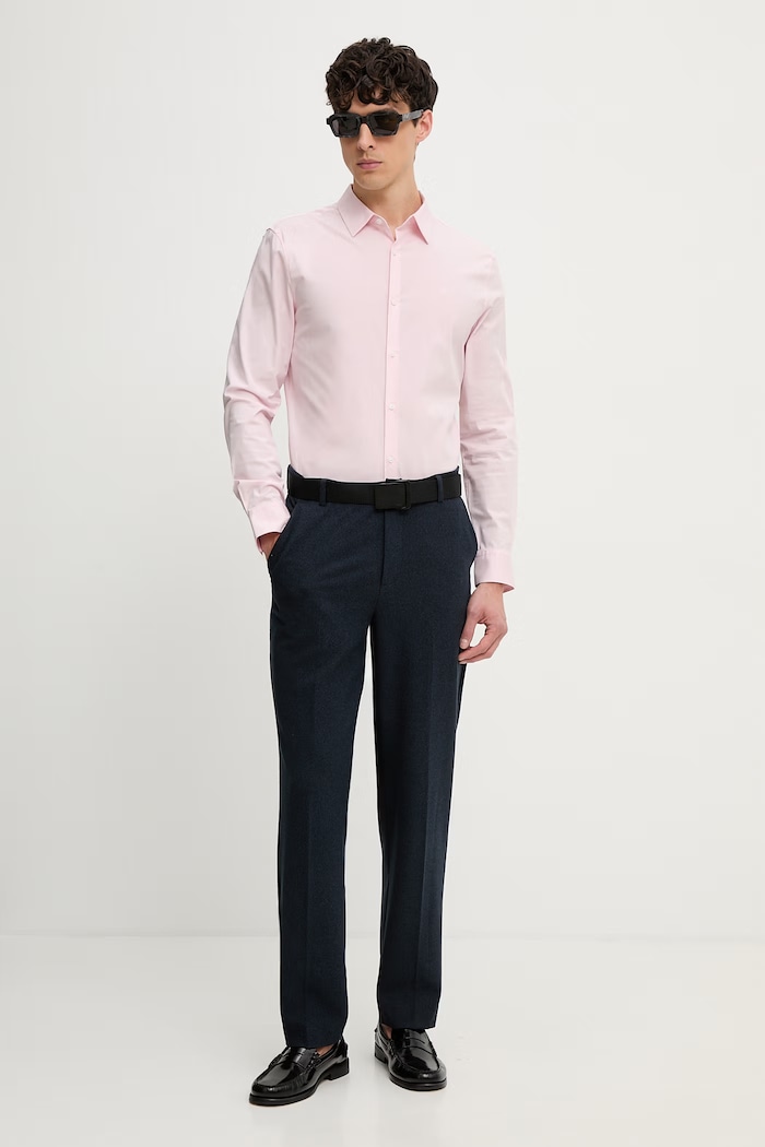 Calvin Klein cămașă pentru bărbați, cu bumbac LV04LB145G roz SS26