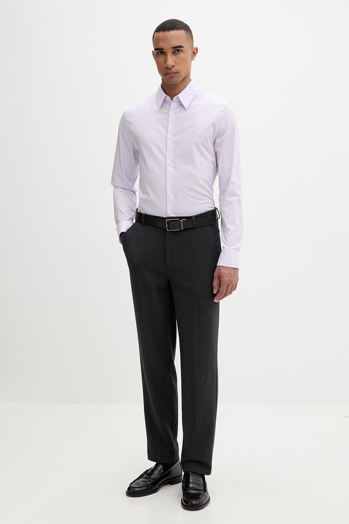 Calvin Klein košeľa pánska s bavlnou LV04LB145G fialová SS26