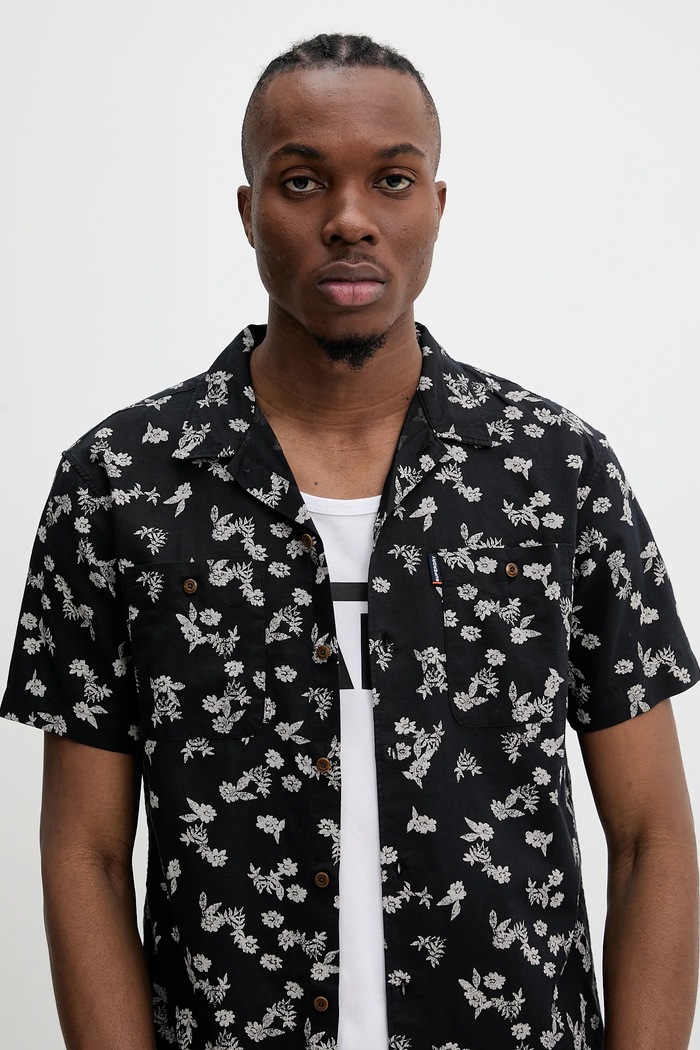 Superdry koszula z domieszką lnu czarny M4010793A.F8M