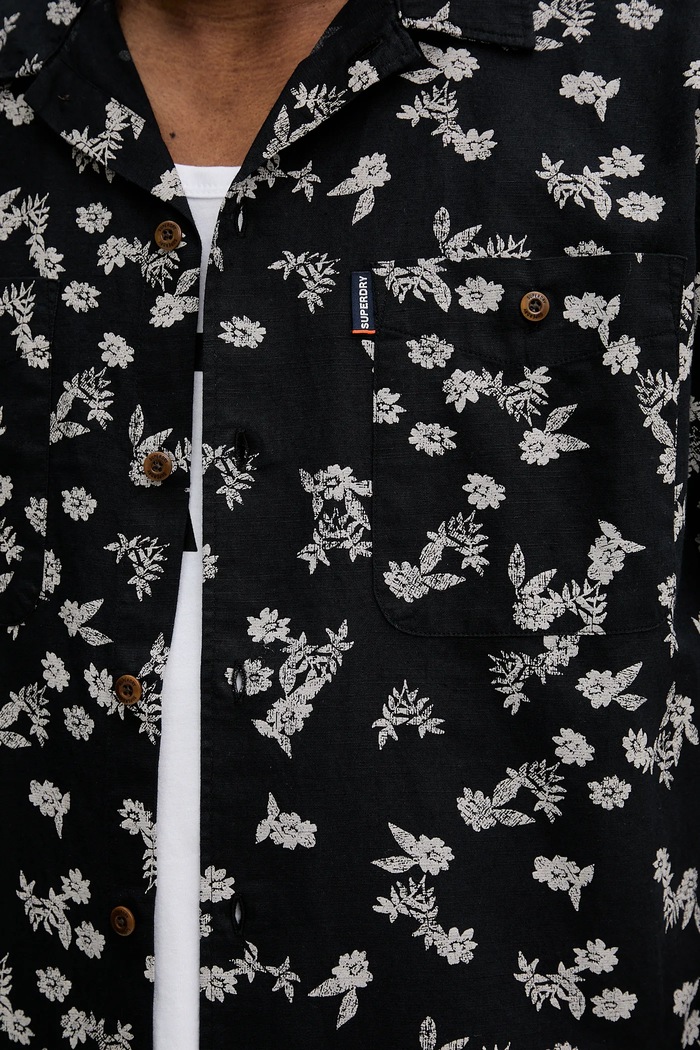 Superdry koszula z domieszką lnu M4010793A.F8M czarny
