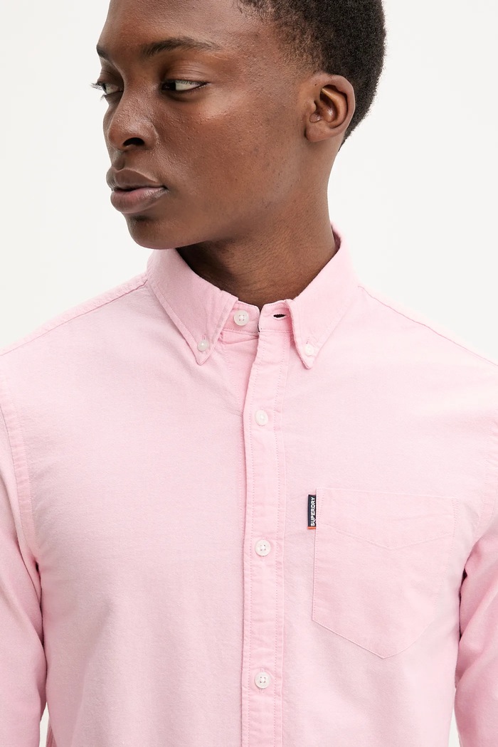 Superdry koszula bawełniana różowy M4010991A.D9O