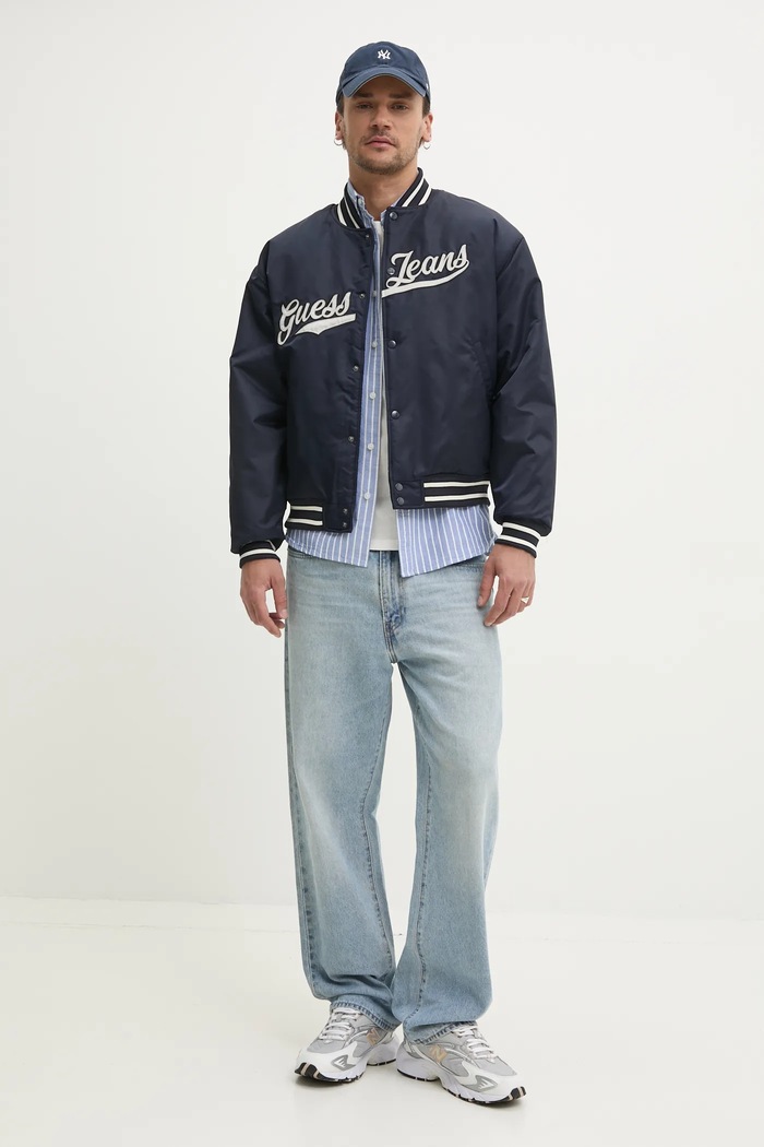 Superdry camasa din bumbac M4010991A.E8W albastru SS25