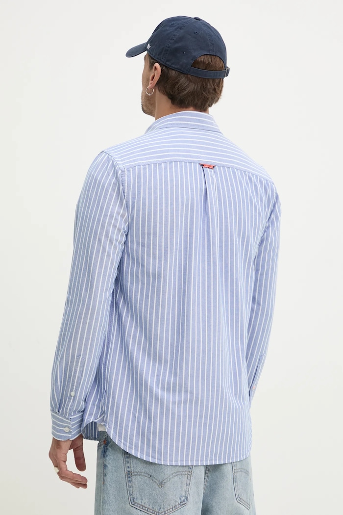 Îmbrăcăminte Superdry camasa din bumbac M4010991A.E8W albastru