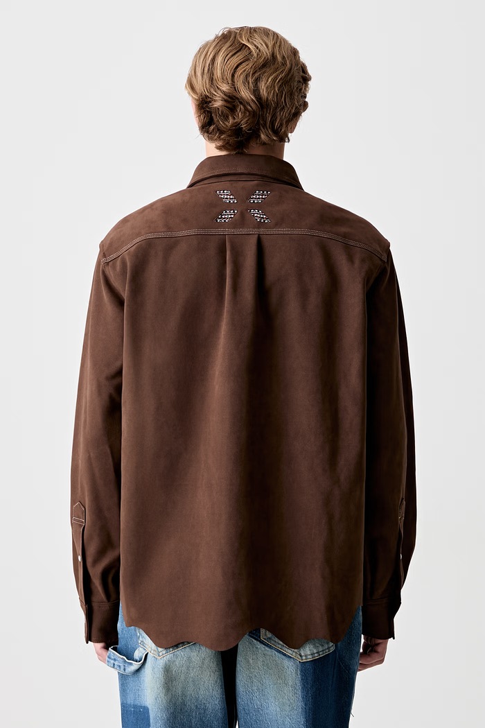 Ρούχα Andersson Bell Lemmans Faux-Suede πουκάμισο ανδρικό atb1237m καφέ