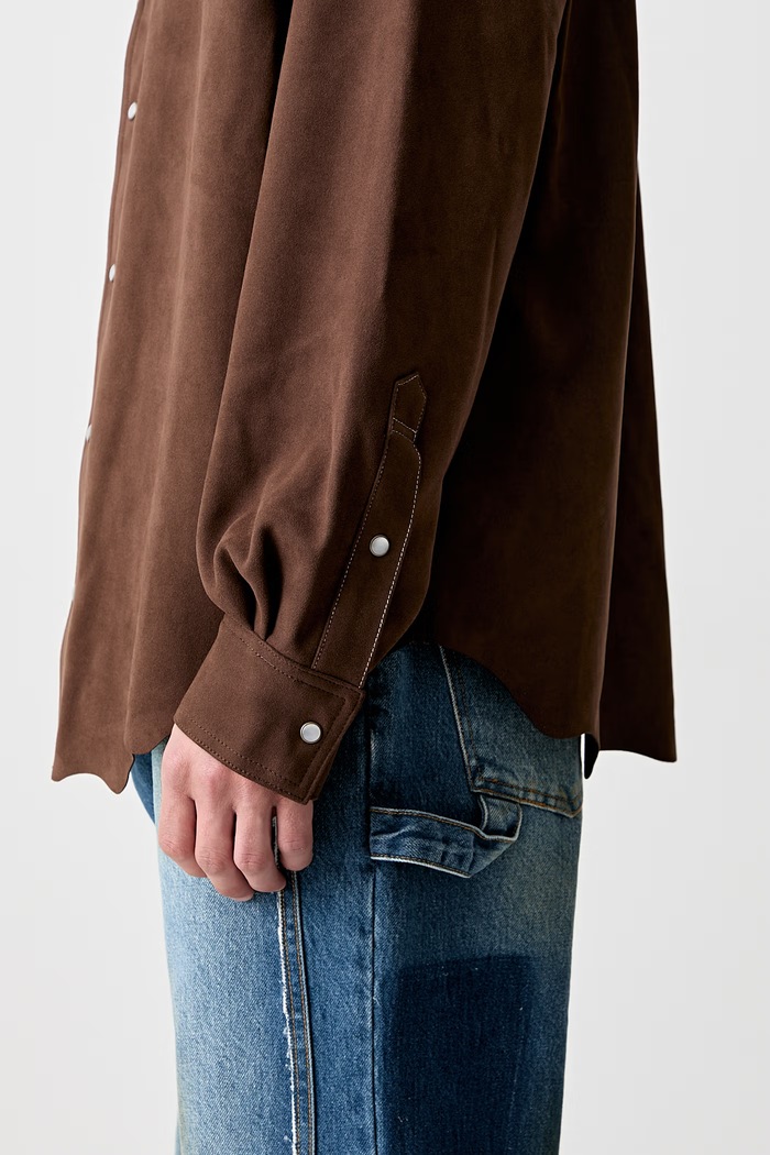 Andersson Bell Lemmans Faux-Suede πουκάμισο ανδρικό atb1237m καφέ
