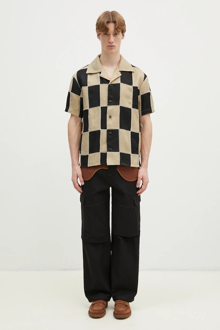 Πουκάμισο Andersson Bell Patchwork Open Collar atb1233m μπεζ