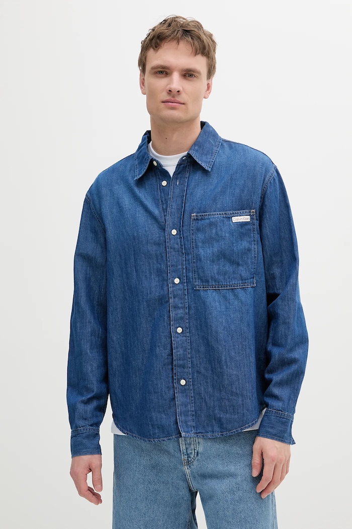 Košeľa Calvin Klein Jeans relaxed modrá J30J327509
