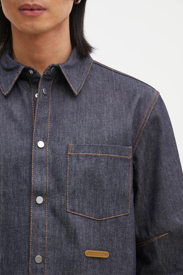 Helmut Lang farmering Curved Cl Shirt.Bkly sötétkék O09DM501