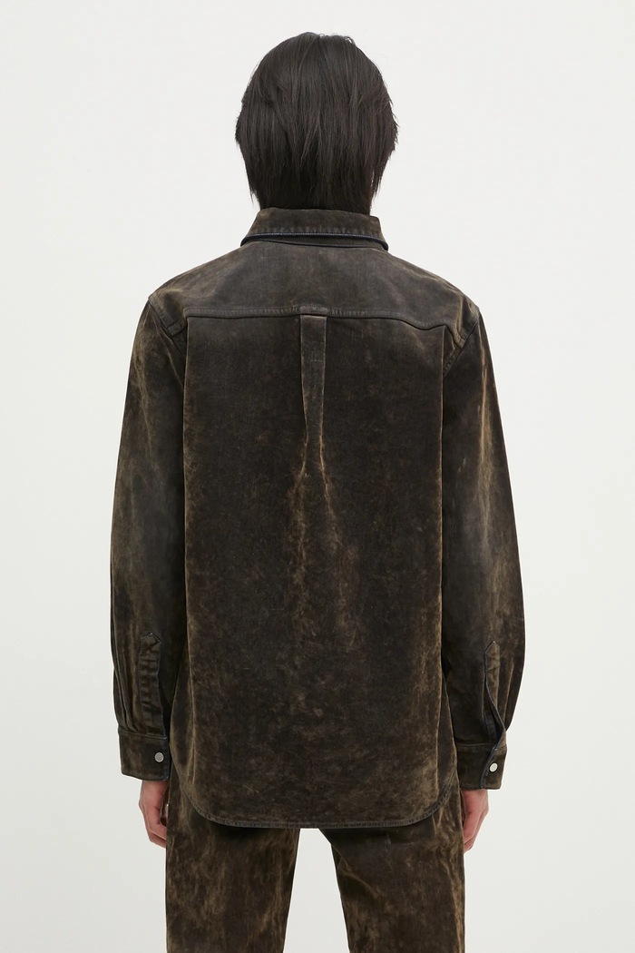Ρούχα Βαμβακερό πουκάμισο Helmut Lang Curved Cl Shirt.Floc O10DM503 πράσινο