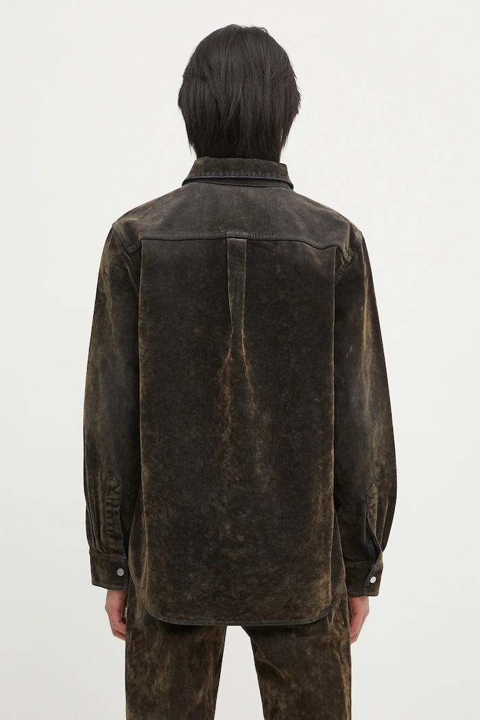 Ρούχα Βαμβακερό πουκάμισο Helmut Lang Curved Cl Shirt.Floc O10DM503 πράσινο