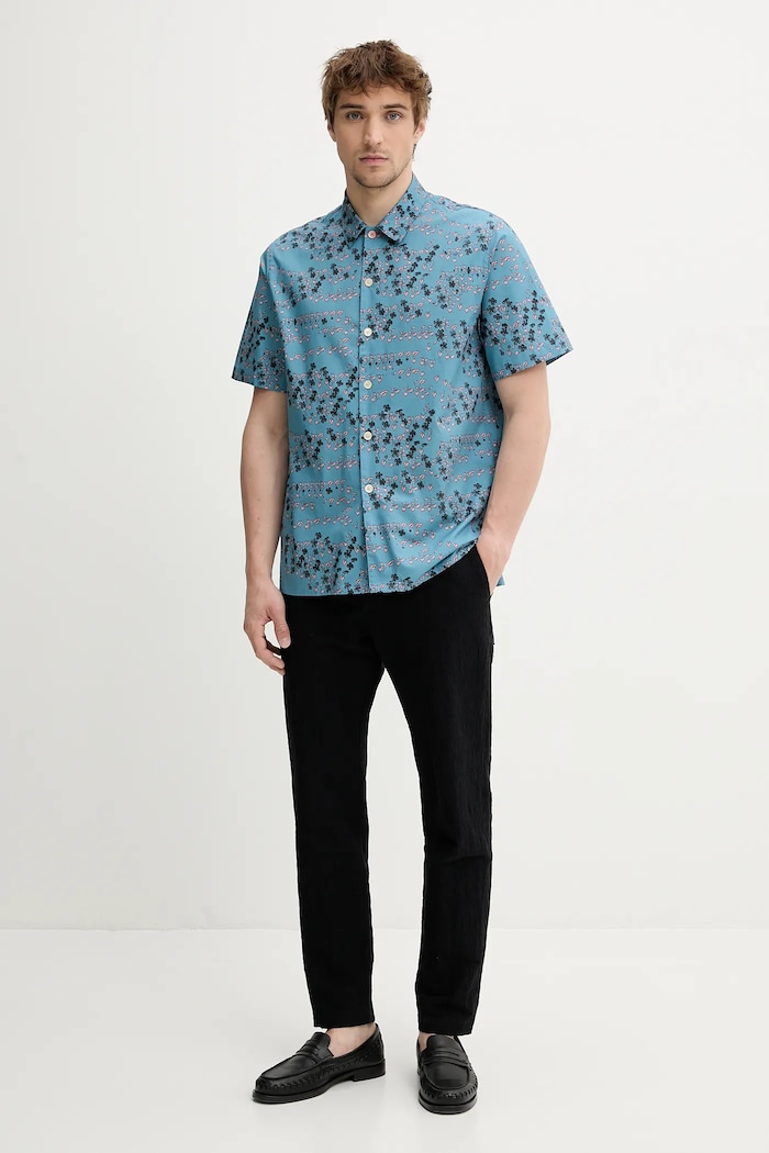 Pamučna košulja PS Paul Smith M2R.695U.P22315 tirkizna SS25