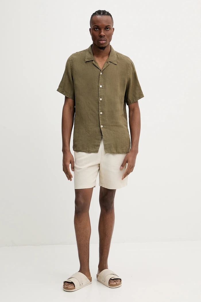 PS Paul Smith cămașă de in M2R.695U.P22354 verde SS25