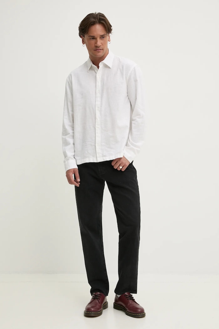 Hollister Co. Πουκάμισο από λινό Hollister Co. KI325.5084.100 λευκό SS25