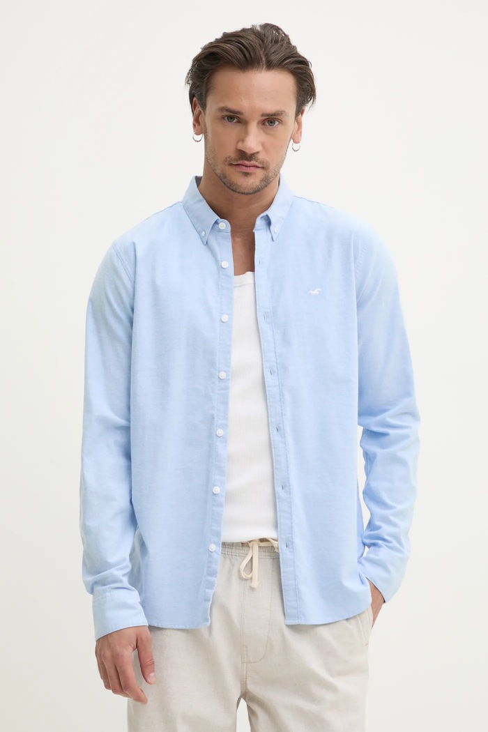 Πουκάμισο Hollister Co. με ελαστάν μπλε KI325.5121.210