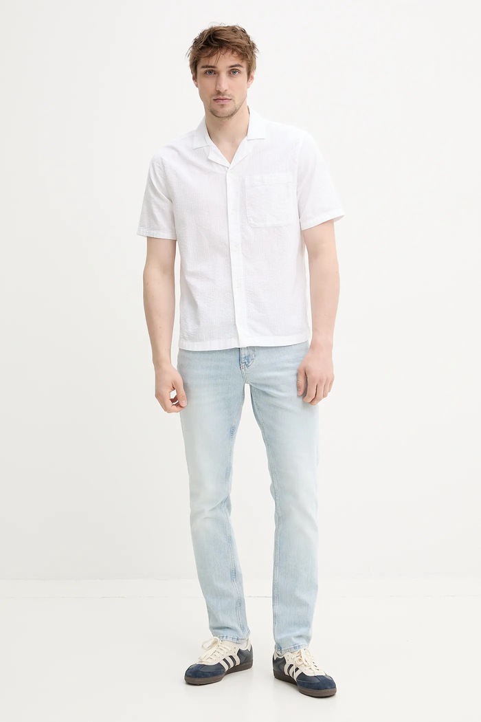Bavlněná košile Hollister Co. KI325.5122.100 bílá SS25