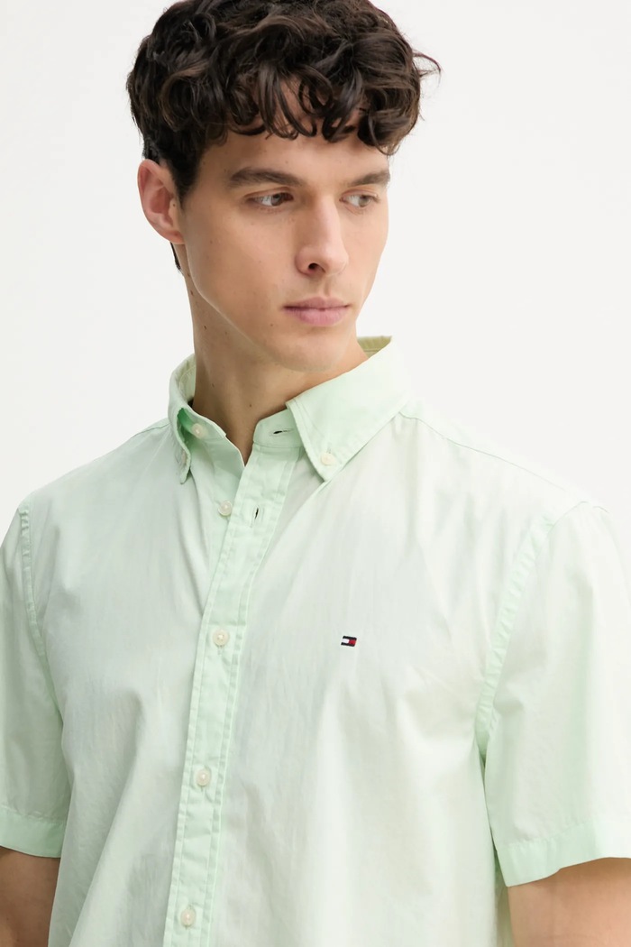 Tommy Hilfiger koszula bawełniana zielony MW0MW37584