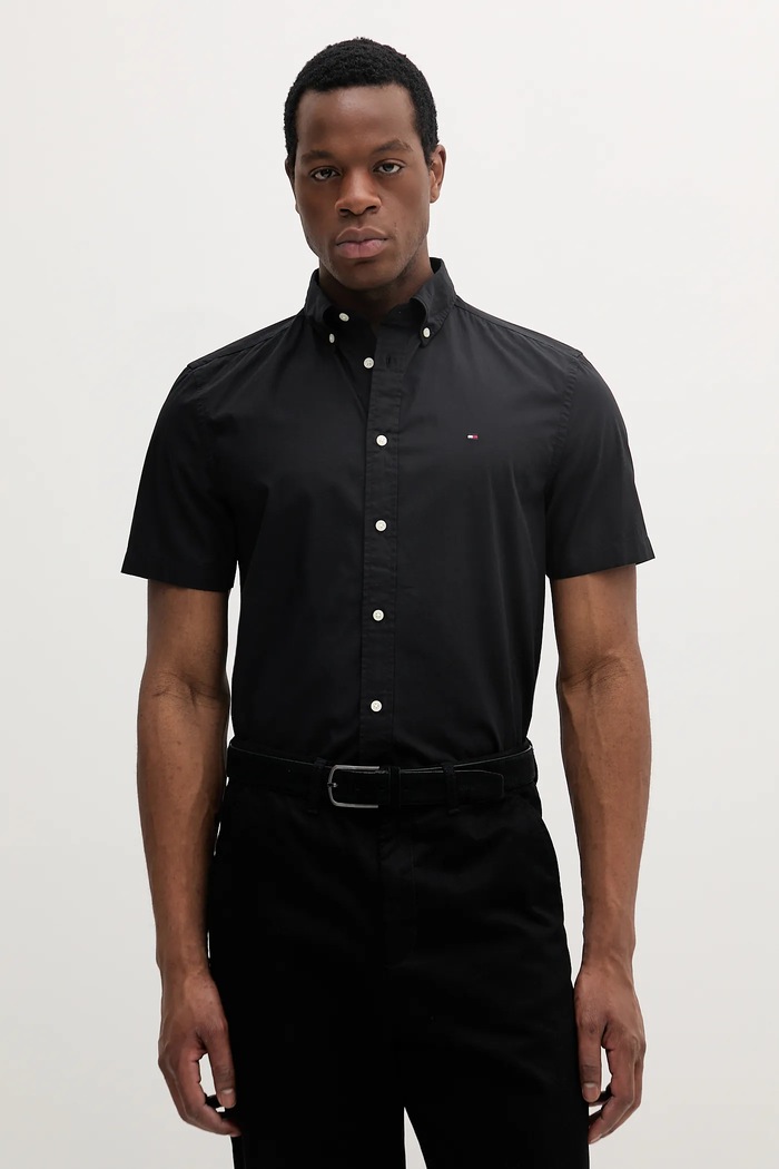 Tommy Hilfiger koszula bawełniana bawełna czarny MW0MW37584