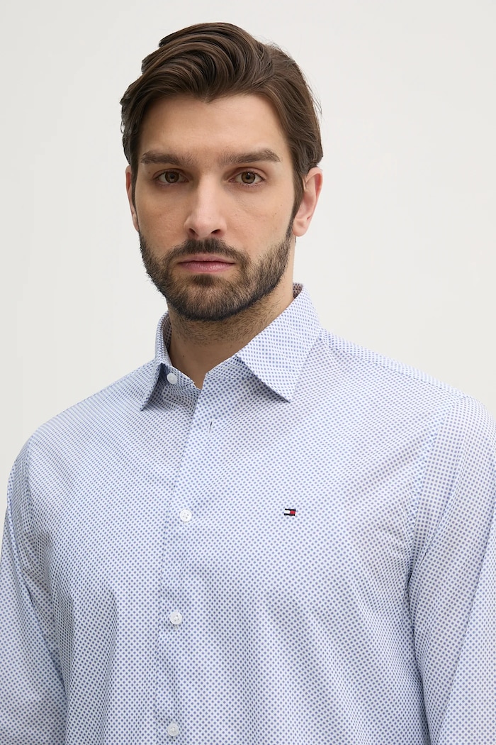 Bombažna srajca Tommy Hilfiger modra MW0MW38960