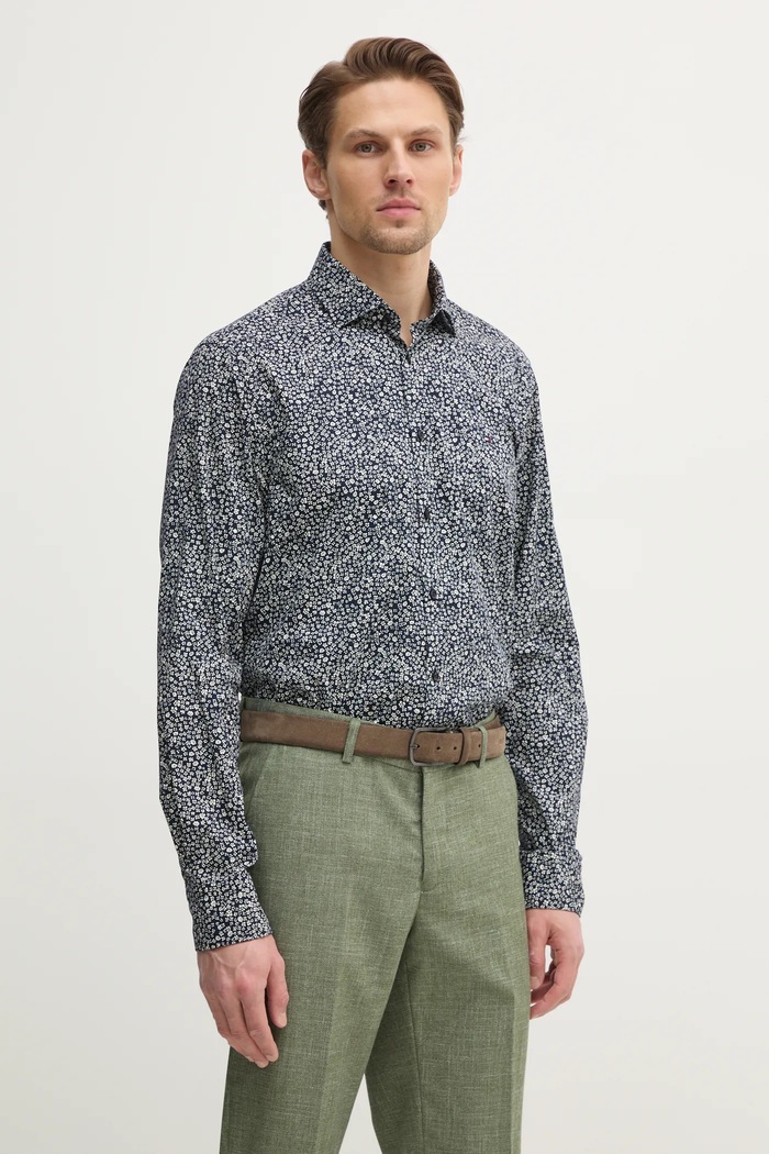 Bavlnená košeľa Tommy Hilfiger slim tmavomodrá MW0MW38999
