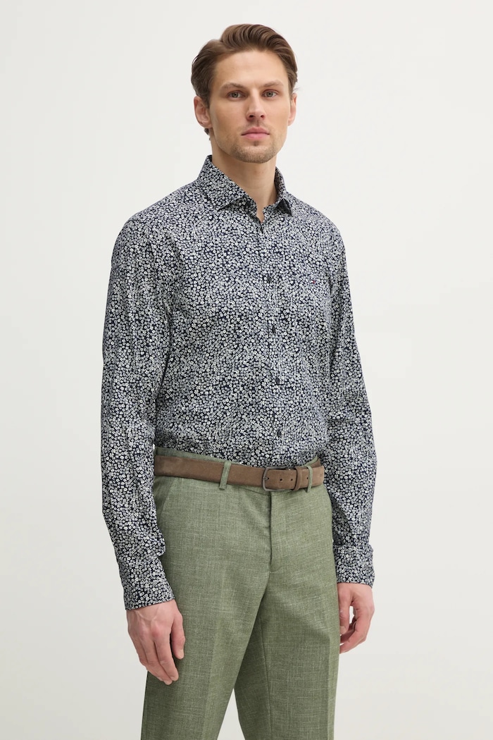 Bavlnená košeľa Tommy Hilfiger slim tmavomodrá MW0MW38999