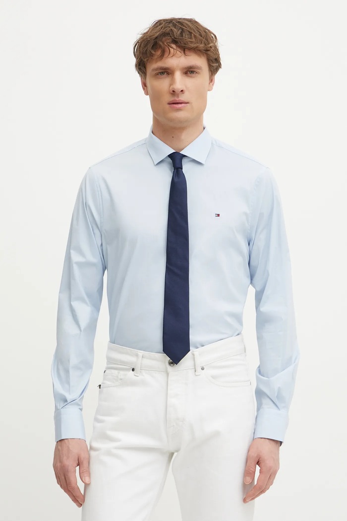 Košile Tommy Hilfiger slim modrá MW0MW39279