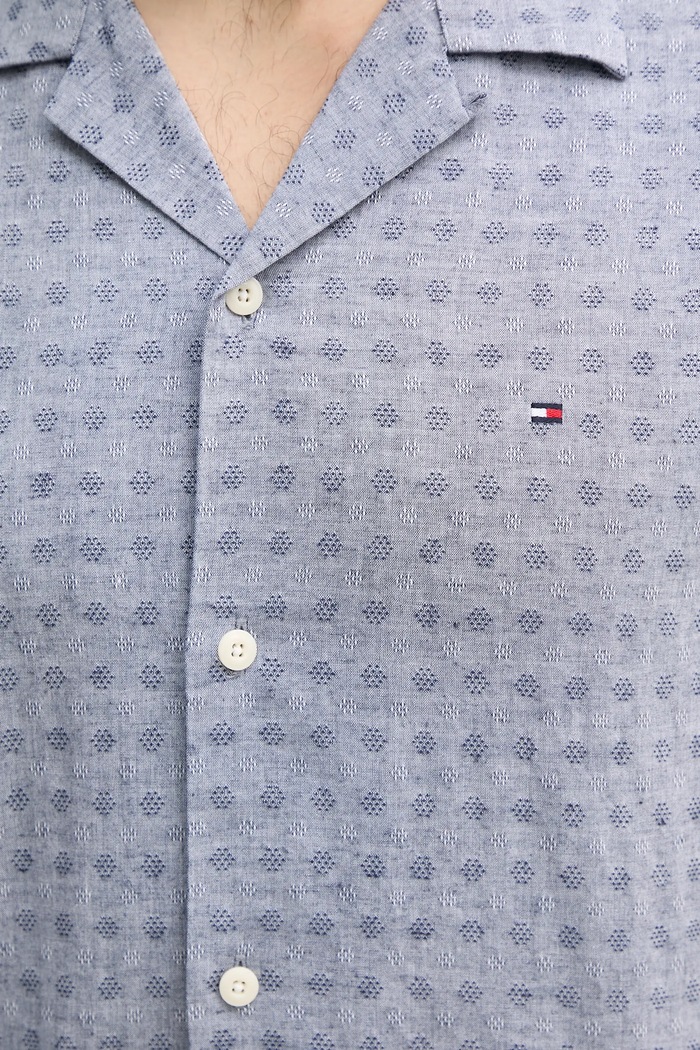 Srajca s primesjo lanu Tommy Hilfiger MW0MW38564 modra