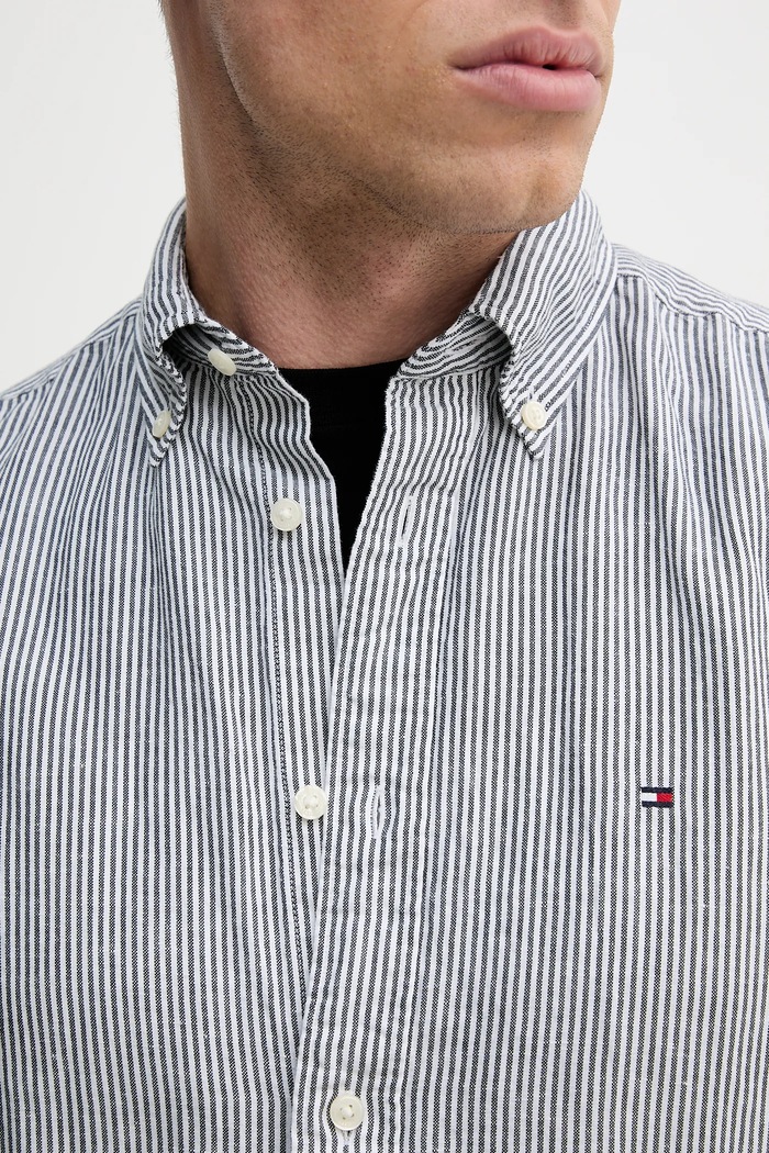 Srajca s primesjo lanu Tommy Hilfiger MW0MW39155 modra