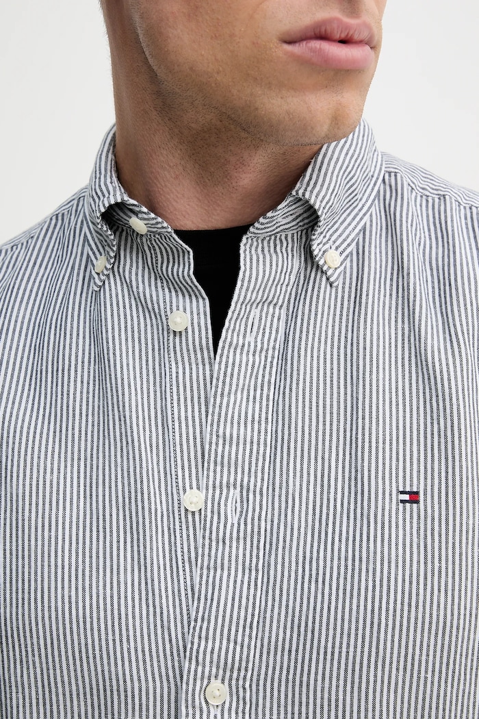 Srajca s primesjo lanu Tommy Hilfiger MW0MW39155 modra
