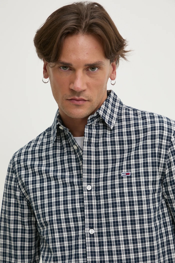 Bavlnená košeľa Tommy Jeans tmavomodrá DM0DM20885