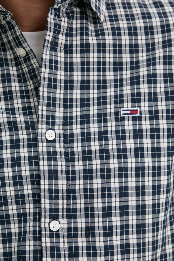 Bavlnená košeľa Tommy Jeans DM0DM20885 tmavomodrá