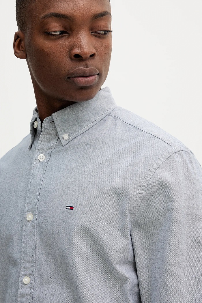 Tommy Jeans cămașă pentru bărbați din bumbac albastru DM0DM21298