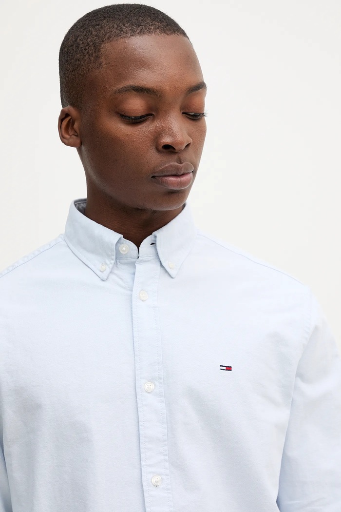 Tommy Jeans košeľa pánska bavlnená modrá DM0DM21298