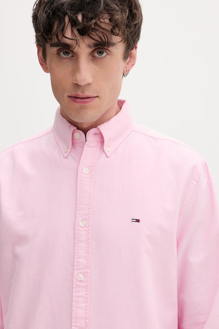 Tommy Jeans srajca moška bombažna roza DM0DM21298