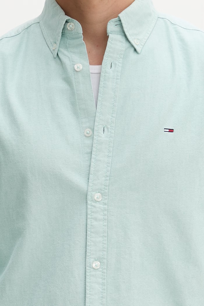 Tommy Jeans košeľa pánska bavlnená DM0DM21298 tyrkysová