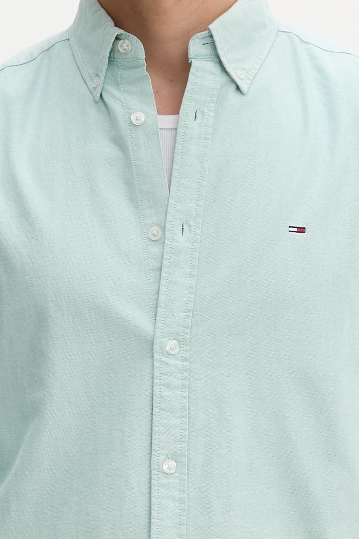 Tommy Jeans košeľa pánska bavlnená DM0DM21298 tyrkysová