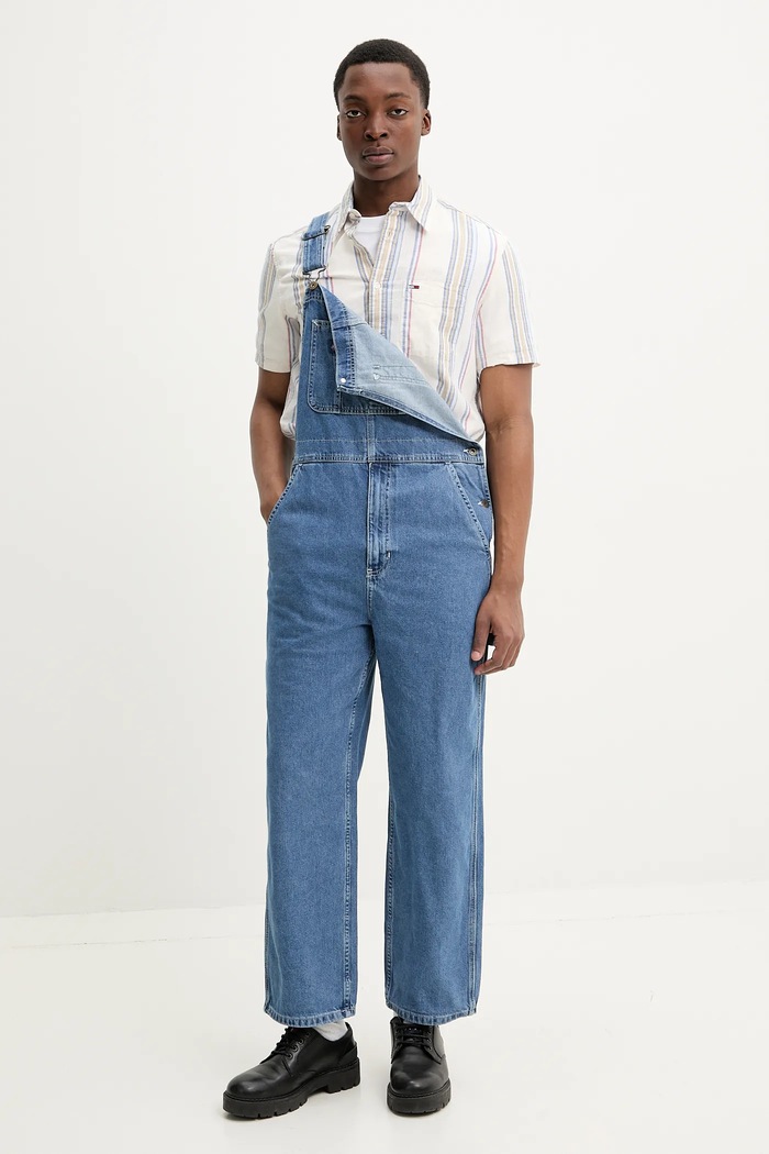 Βαμβακερό πουκάμισο Tommy Jeans DM0DM21302 μπεζ SS25
