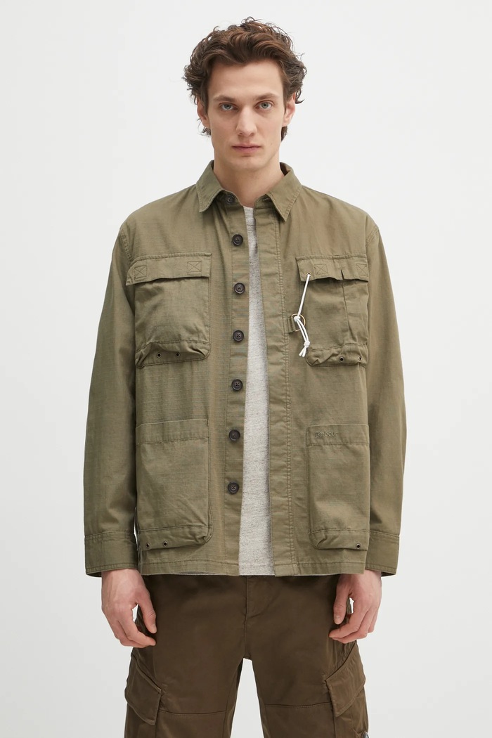 Bavlněná košile Barbour Barbour Westmorland Ripstop Overshirt dlouhý zelená MOS0420