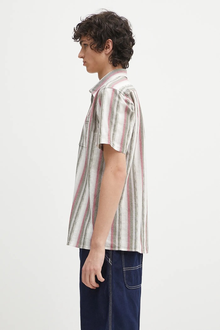 Βαμβακερό πουκάμισο Barbour Barbour Lipton Striped S/S Relaxed Fit Shirt MSH5600 πράσινο SS25