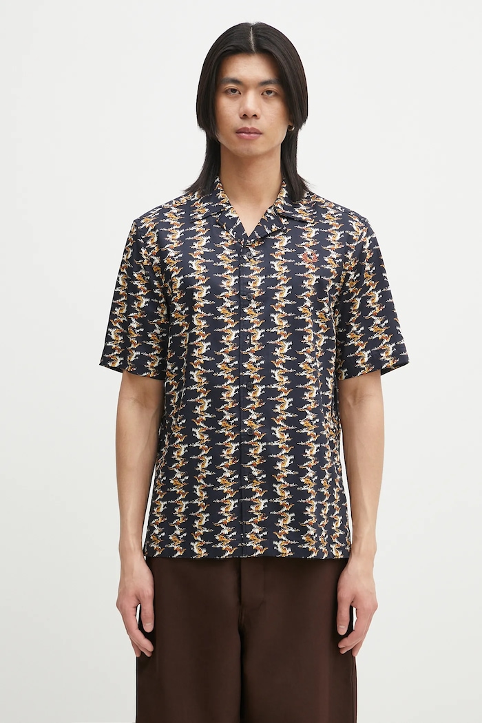 Fred Perry camicia in cotone regolare blu navy M9629.608