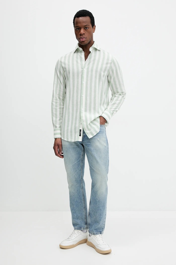 Marciano by Guess koszula lniana BILL 5GHH20.4461Z turkusowy SS25