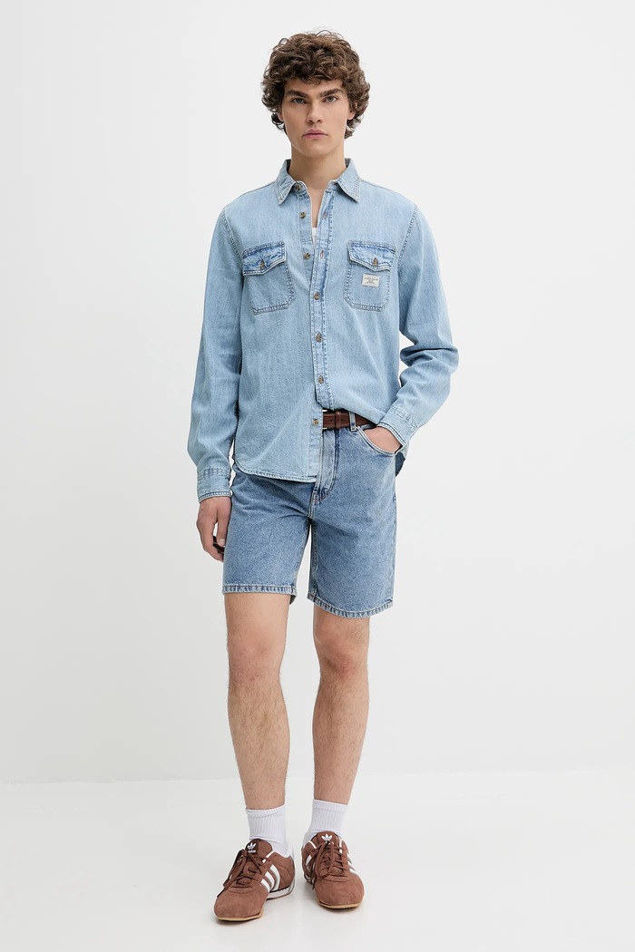 Bavlnená košeľa Guess Jeans M5GH56.D5M82 modrá SS26